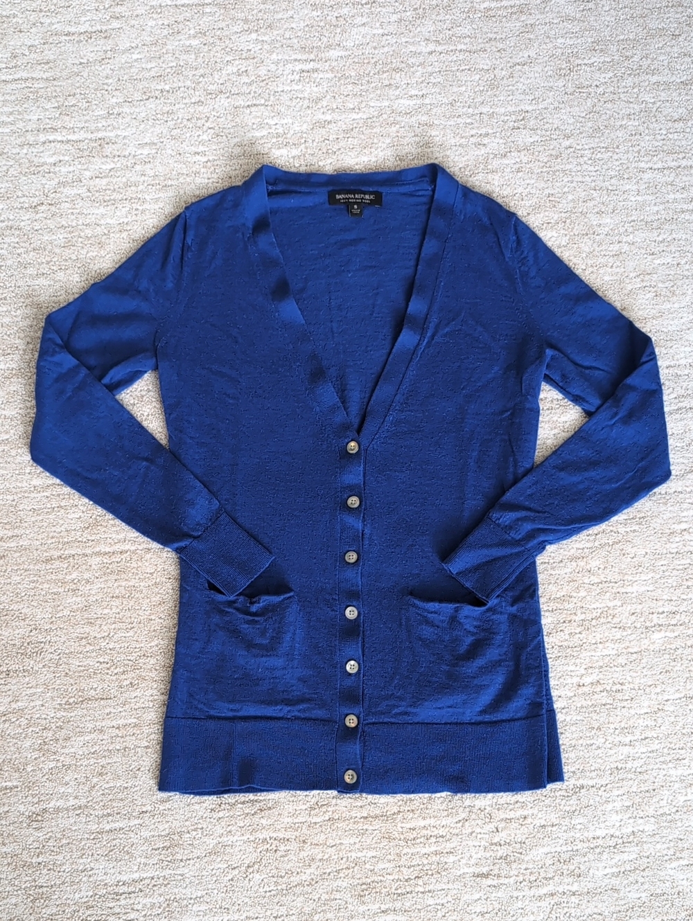 Banana Republic Cobalt Blue V-Neck Button Cardigan